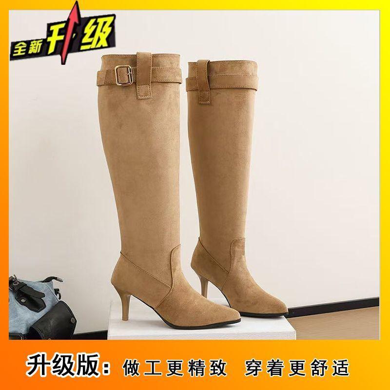 

Niche design feeling comfortable Martin boots children s autumn new foreign style pointed head slender heel long tube boots 42