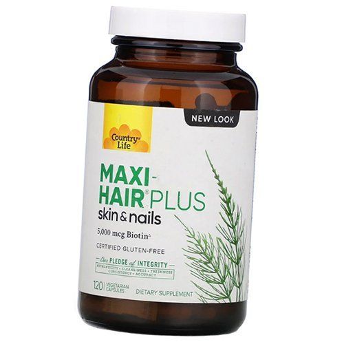 Vitamins for Hair and Nails, Maxi-Hair Plus, Country Life 120 Vegcaps (36124021)