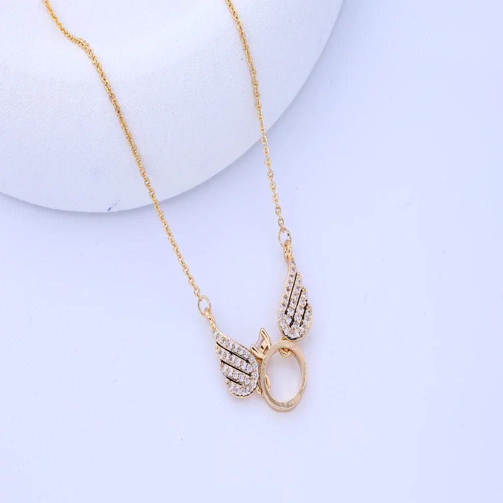 Full of Diamond Angel Wings Retro Light Luxury Pendant Necklace Japanese and Korean Fashion Smart Wings Cross-border Versatile J