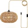 Simulated Rattan Lamp Cover Vintage Chandelier Home Living Room  Lampshade Teahouse Pendant Light Decor Lampshade for Floor Lamp