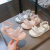 Girls Soft Sole Flat Sandals With Rhinestone Bow Detail Princess Style Beach Shoes Kids