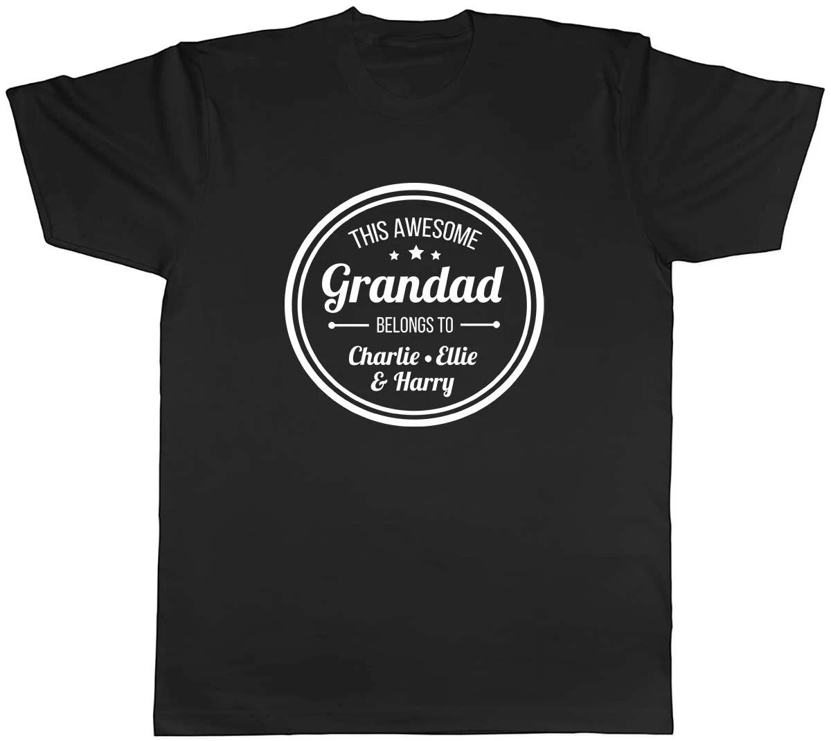 Personalised This Awesome Grandad Belongs To Mens Unisex T-Shirt Tee L