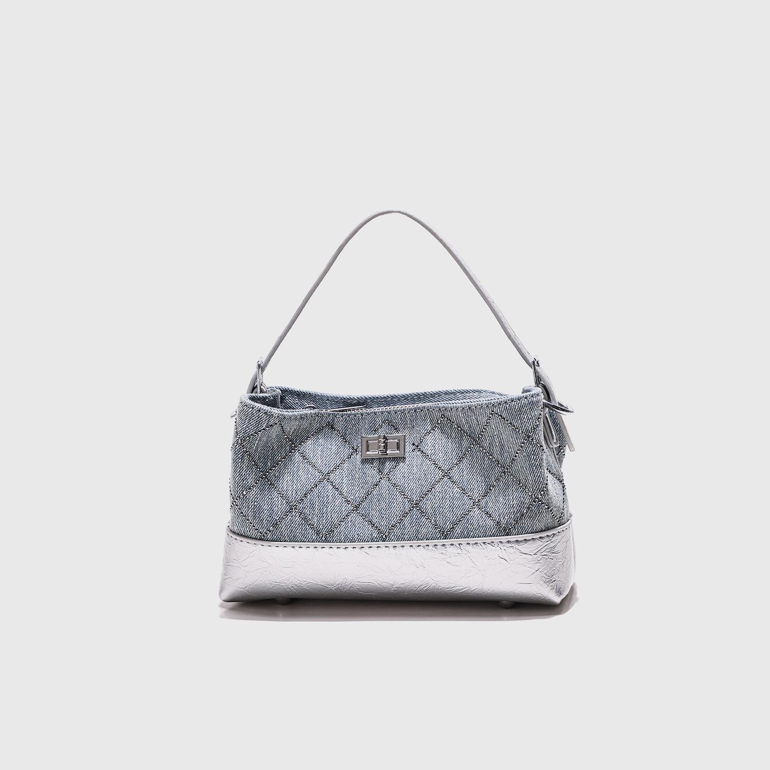 Diamond-shaped Chain Bag - Summer Fashionable Crossbody Bag, Small-sized, Niche, Single-shoulder Strap Bucket Bag джинсовый синий