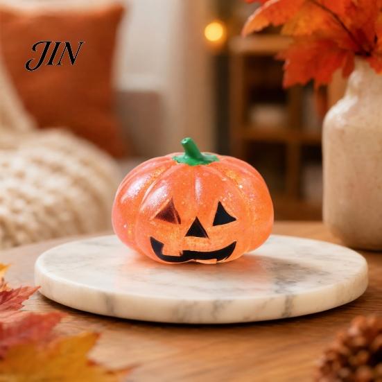 Kürbisform Quetschspielzeug Halloween Stressabbau Spielzeug, Gruseliger Kopf Klar Glitzer Zuckerball, Partygeschenke