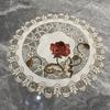 New round placemat, fabric embroidery hollow household heat insulation coaster embroidered western food mat