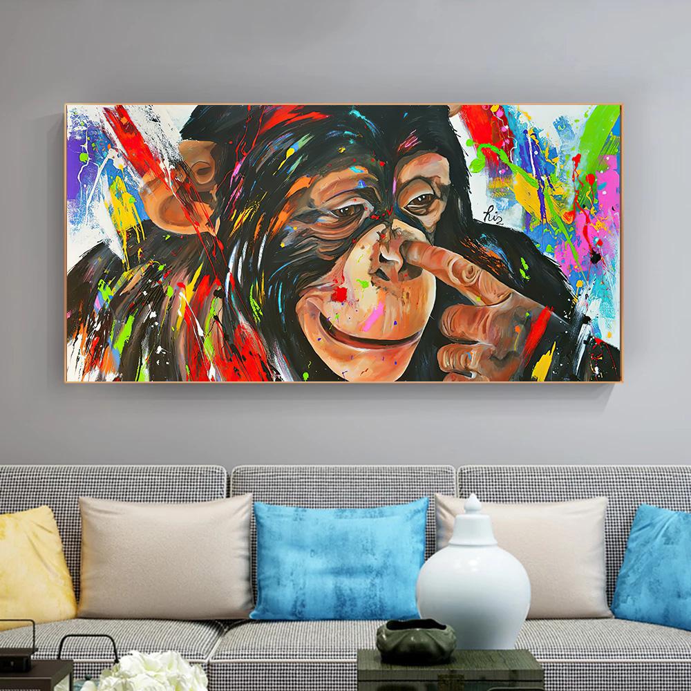 

Современные граффити искусство обезьяны холст картина горилла животные настенные постеры принты настенные панно для гостиной дома стены Куадрос 21*30cm