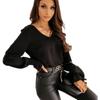 Women's 2021 Spring Gather V-Neck Long Sleeve Lace Back Blouse