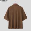 INCERUN Plus Size Men Lapel Neck Short Sleeve Texture Casual Shirts Tops