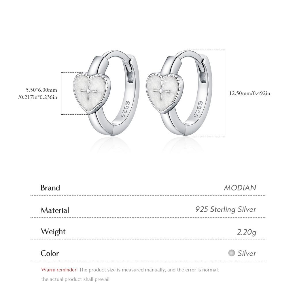 MODIAN 925 Sliver Original Design Ear Buckle Enamel Heart Cross Hoop Earrings For Women Fine Jewelry Accessories