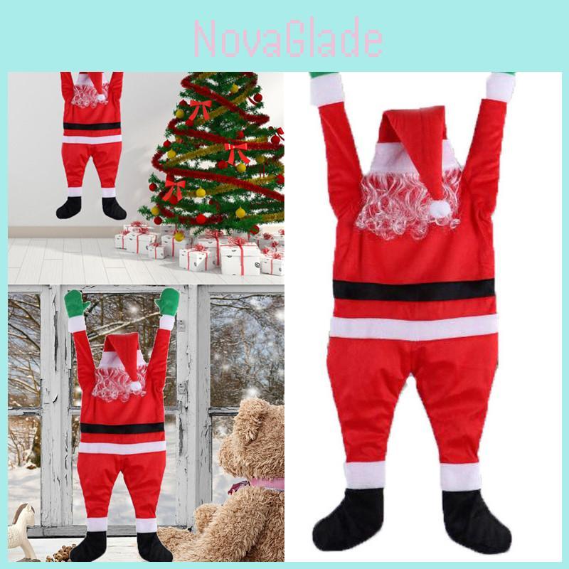 42" Climbing Christmas Hanging Santa Claus Outdoor Window Party Xmas Props Decor