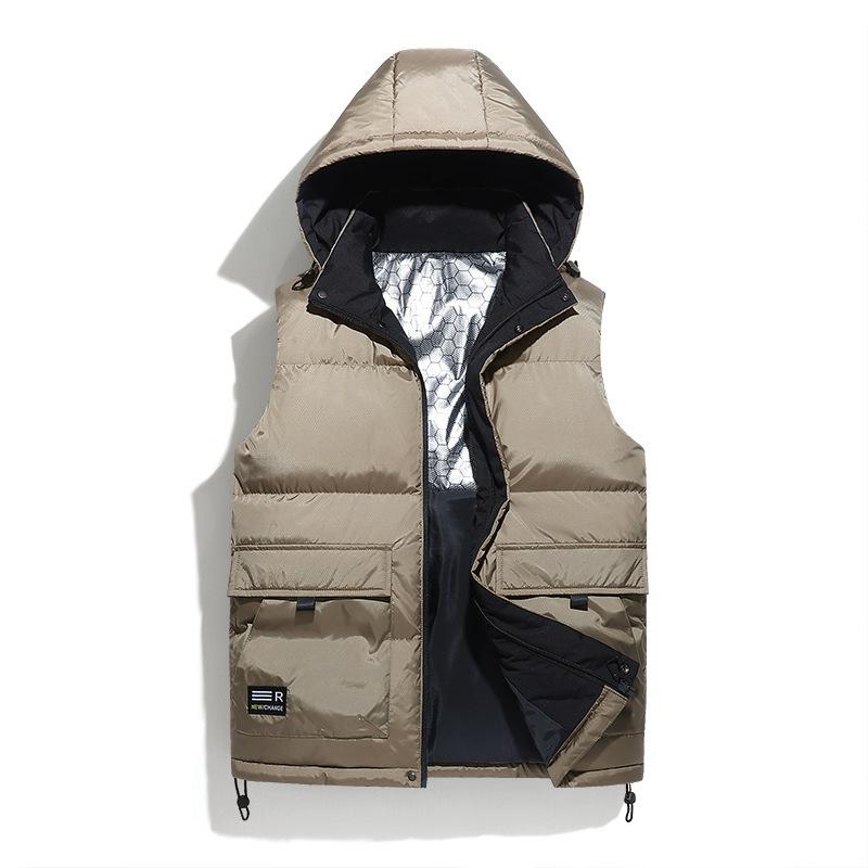 Vest men's autumn and winter Korean version trend cotton vest thickened thermal tooling vest large size handsome vest jacket