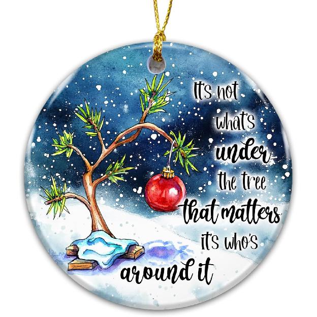 Family Ornament 2025, White Elephant Gift, pirational Ceramic Decoration with Tree and Heartfelt Quote, Sentimental Holiday Ornament, for Loved Ones