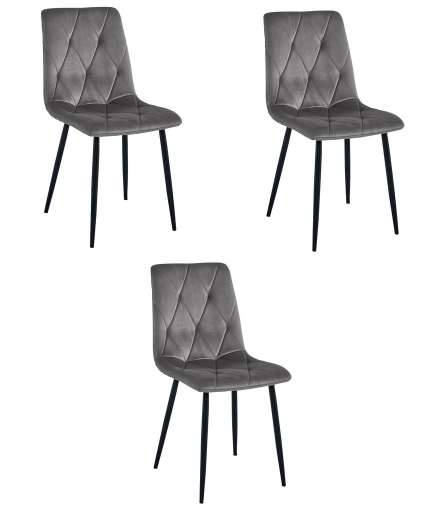 LIBRA Chair - Dark Gray Velvet / Black Legs X 3