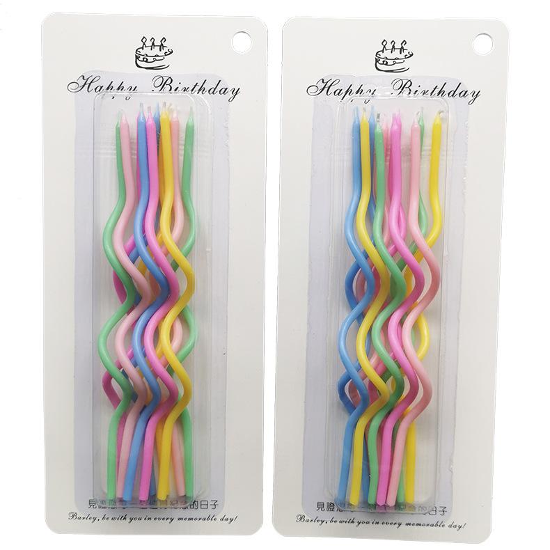 Macaron Color Birthday Candle Color Spiral Birthday Cake Twist Creative Expression Curved Shape Thread Rotation