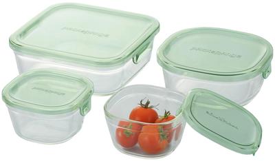 Iwaki Glass Sandėliavimo rinkinys su karščiui atspariais indais, Žalias, 4 vnt., & Mikrobangų krosnelė, PS-PRN-4G1