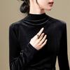 Bottom Shirt Women's New Women's Clothing Temperament Semi-turtleneck Foreign Style Shirt with Waist and Long-sleeved Top