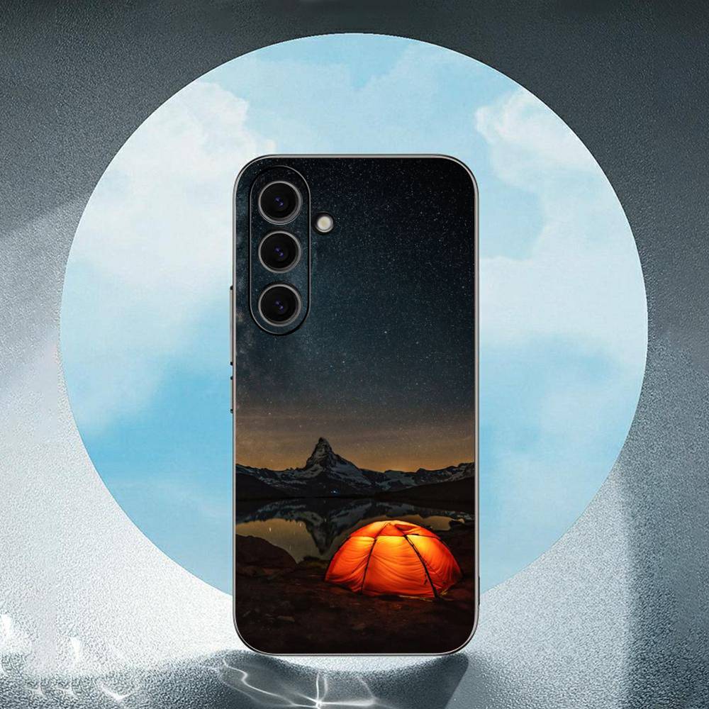 Camping Nature Mountain Luxury Black Phone Case For Samsung Galaxy S23 S24 S25 Ultra S22 Plus S21