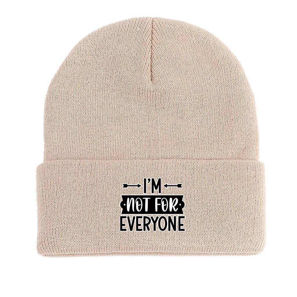 I'M NOT FOR EVERYONE\" Print Knit Cap Beanie, Text Man Cap Cancer Chemo Autumn Unisex Pompom Beanies Knitted Hat Beanie