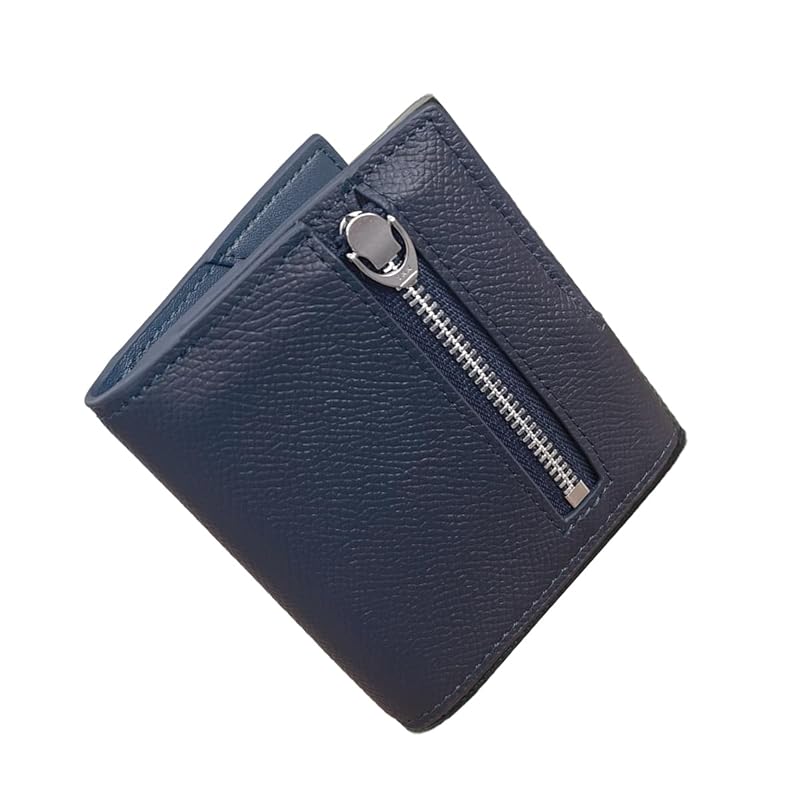 

[FRANK GERALD] wallet bifold genuine leather mini wallet thin small compact money clip card holder coin purse men s (Oriental Navy)