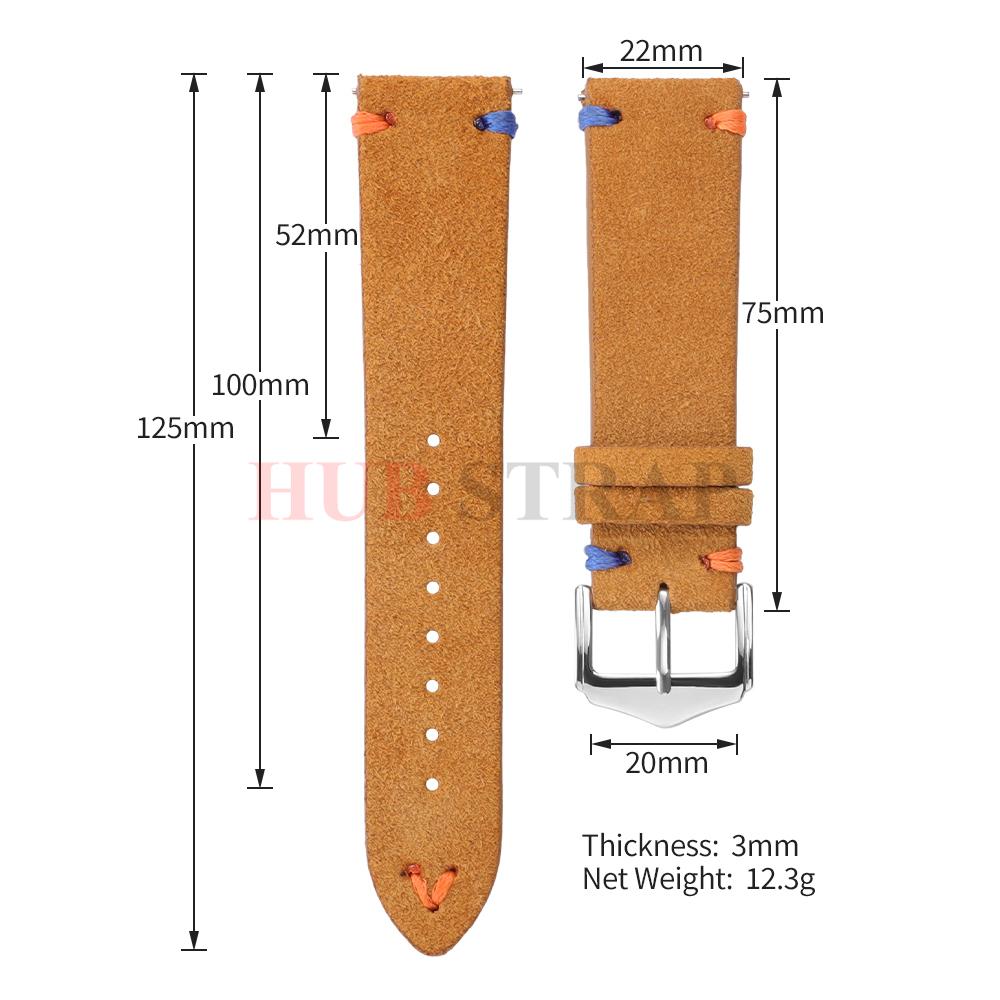 18mm 20mm 22mm Suede Leather Strap for Seiko Vintage Business Watch Band Handmade Stitching Wristband Quick Release Bracelet