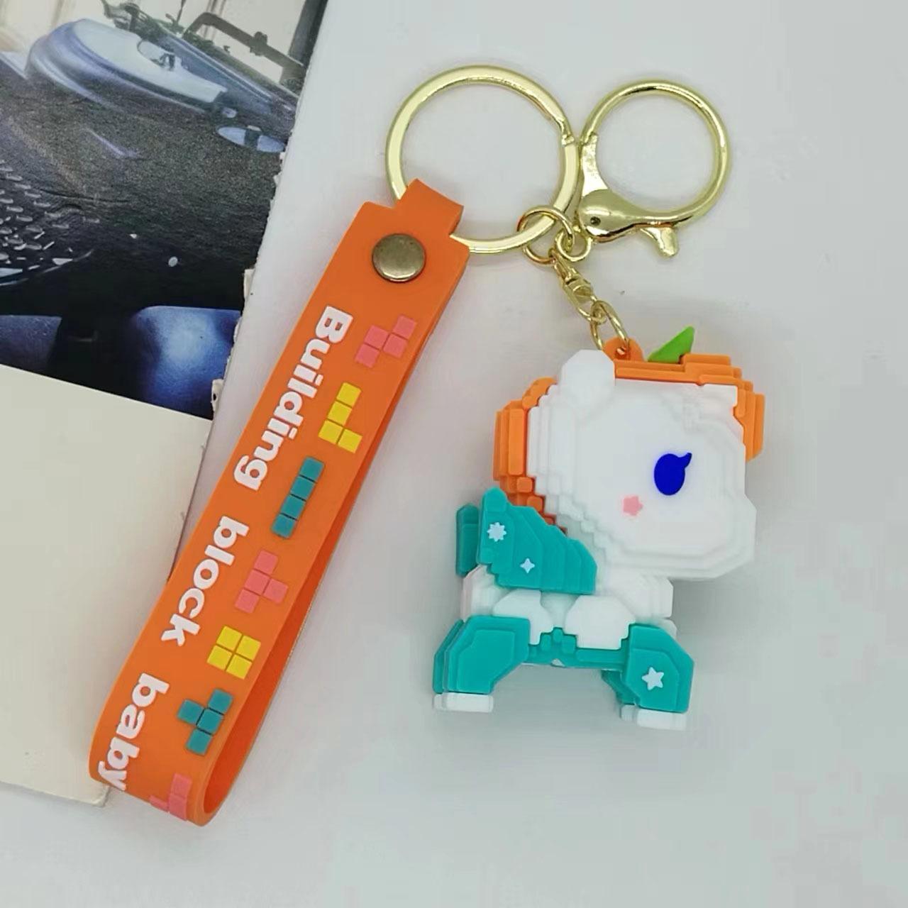

Cross Border Creative Cartoon Figurines Building Blocks Unicorns Keychains Bags Car Keychains Accessories Gifts Cartoon Frind