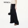 MO&Co. Contrast-Stitch Wide-Leg Casual Pants