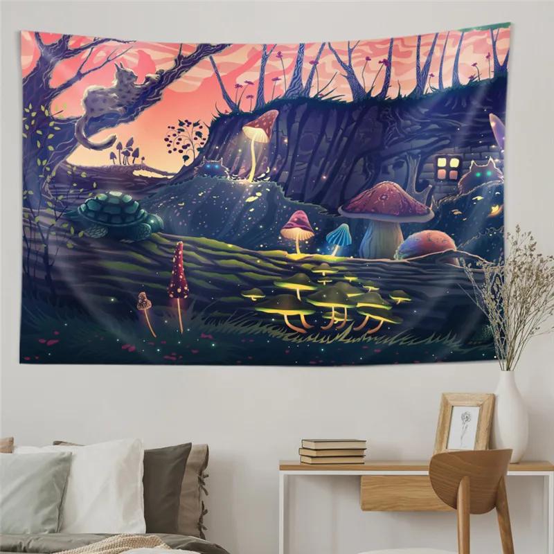 Dreamy Mushroom Tapestry Psychedelic Tapestry Bohemian Hippie Wall Tapestries For Kids Girl Bedroom Living Room Office Decor