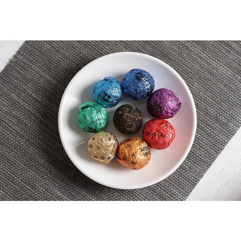 21 Stück Yunnan Pu'er Tee Bunte Drachenperle Handgemachter Drachenperle Pu'er Rohtee