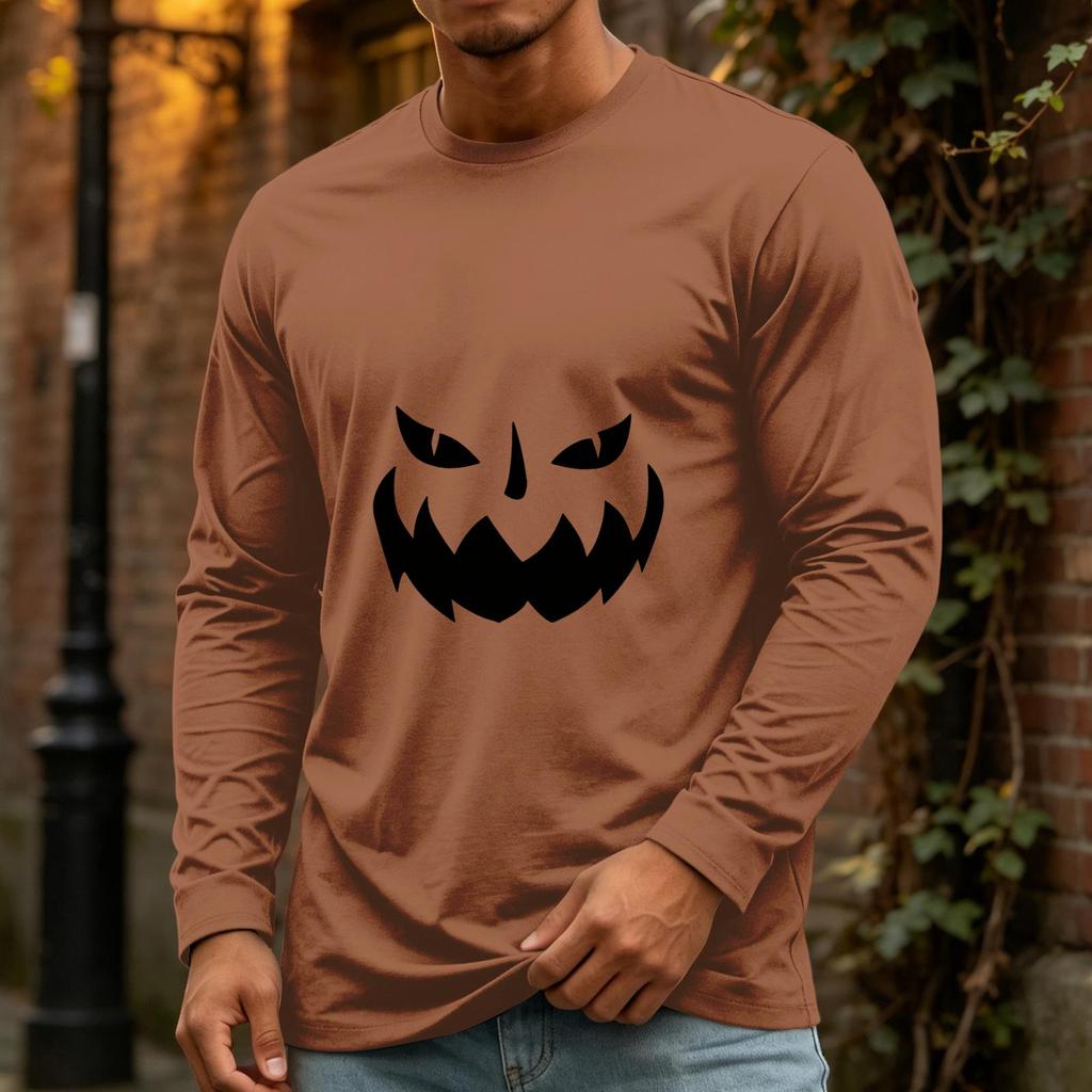 Men's Halloween Long Sleeve Neck Casual Top for Party