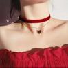 Red Heart Velvet Choker Necklace with Pendant