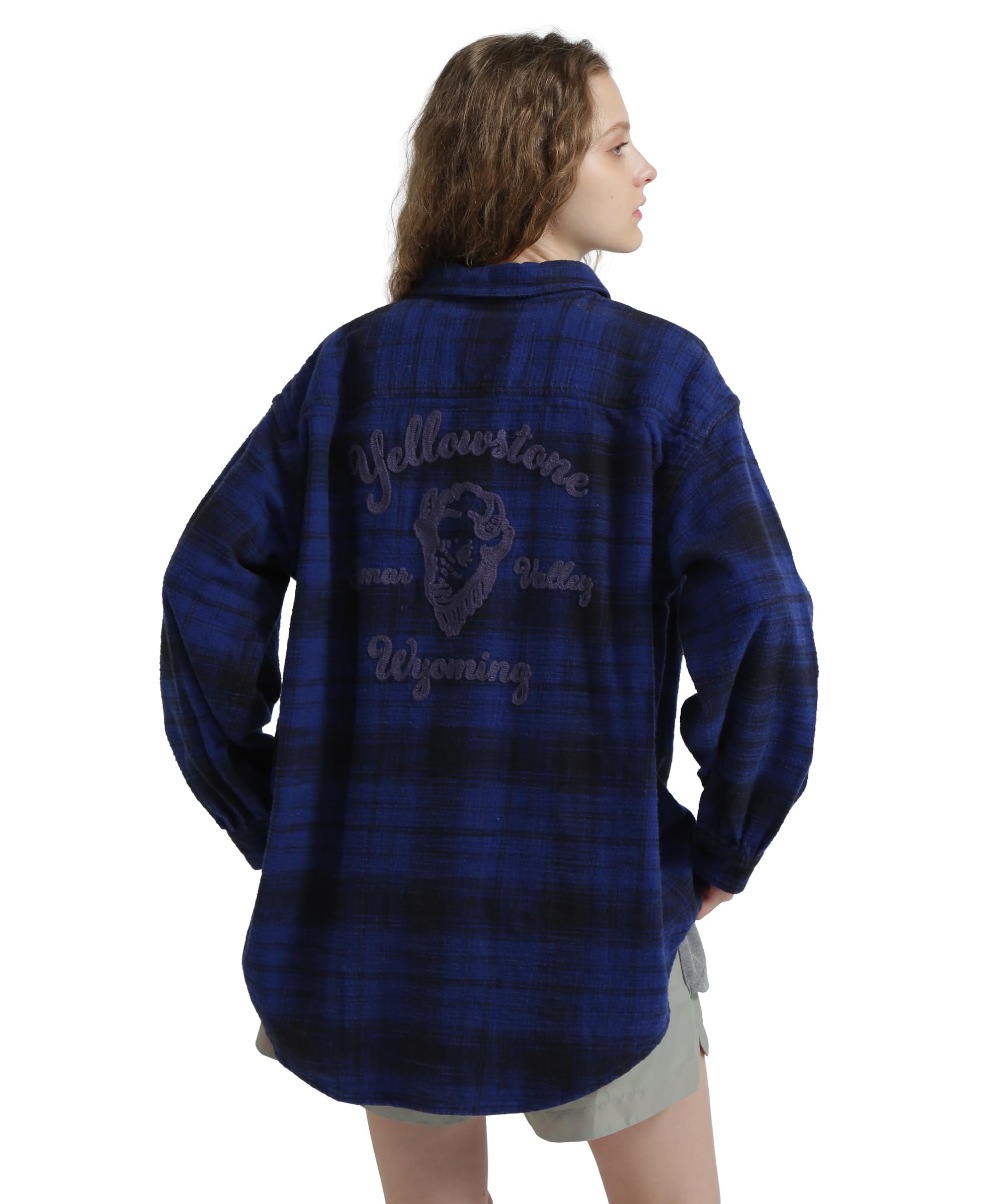 AVIREX EMBROIDERY CHECK SHIRT navy