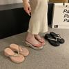 2025 Summer New Design Sense Niche Temperament Thick-bottomed Rhinestone Slippers Women Wear Silver Toe Beach Sandals