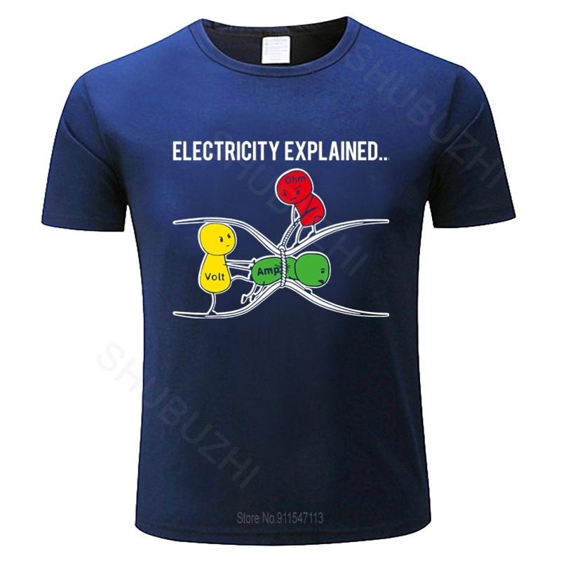Men cotton T Shirt Fashion tshirt  Electricity Explained style t-shirt for man Ohm's Law Version2 teeshirt short sleeve teeshirt