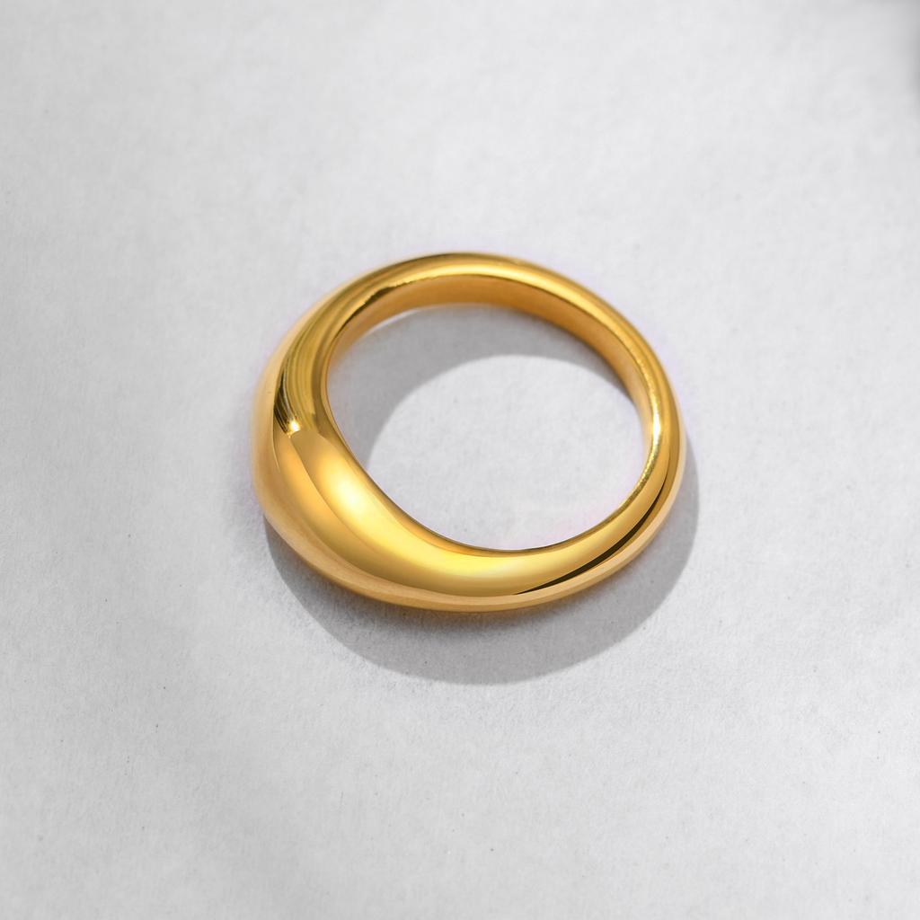 Gold Color Stainless Steel Women Rings,Chic Irregular Metal Finger Bands Jewelry, Minimalist Birthday Party Gift To Her