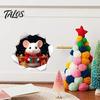 Christmas Party Wall Decor 3D Hole Illusion Mouse Sticker, Peel And Stick Waterproof PVC Home for Season Decal Window Glass, Festive Holiday