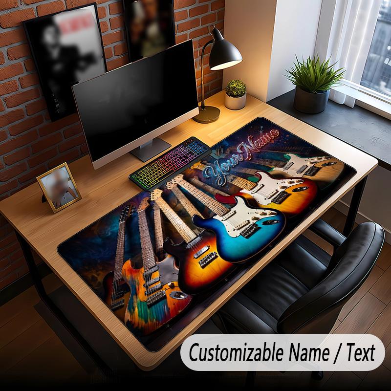 Music Guitar Theme Custom Mouse Pad Personalized With Name Text Customized Desk Mat For Office Home Decor