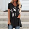 Women Fashion Casual Print V-Neck Loose Short Sleeve T-shirt Top Blouse Pullover