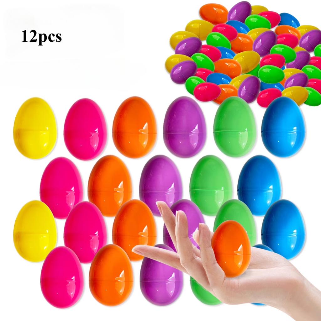 DIY 12Pcs Empty Plastic Eggs: Craft Base for Art Projects, Colorful Packaging Box, Reusable Party Ornament, New Gift