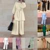 Abaya Muslim Women Two Piece Set Halenka Kalhoty Arabské šaty Caftan Islámský Kaftan