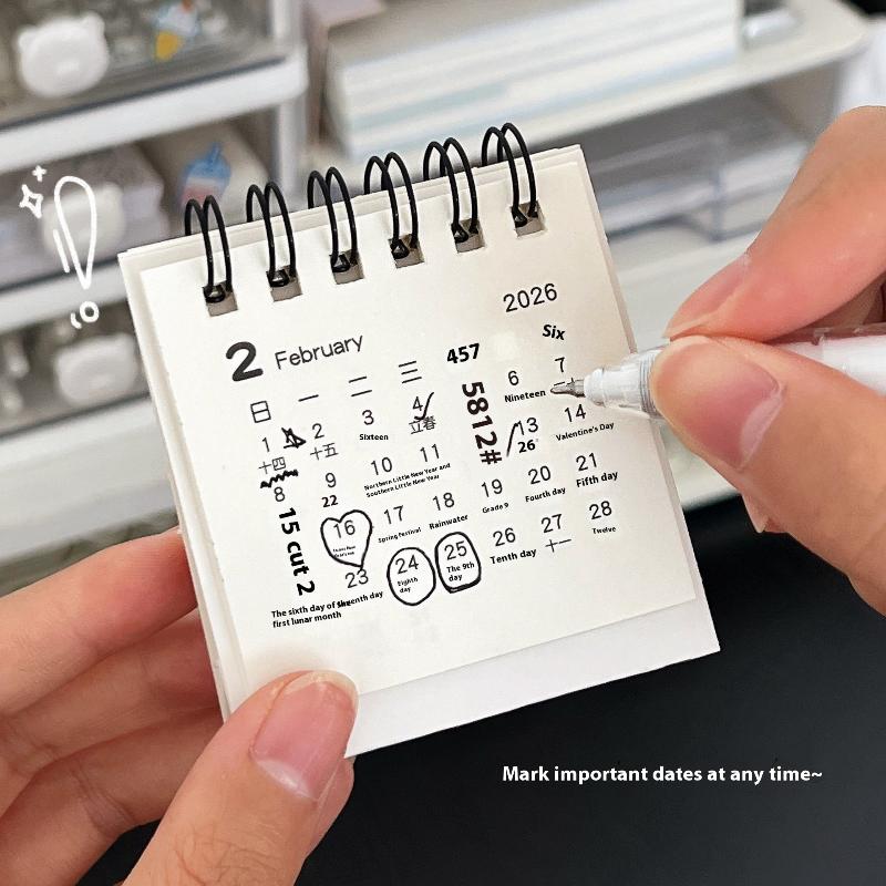 2026 Cute Mini Calendar Office Desktop Decoration Small Ornament Calendar Calendar Plan Book
