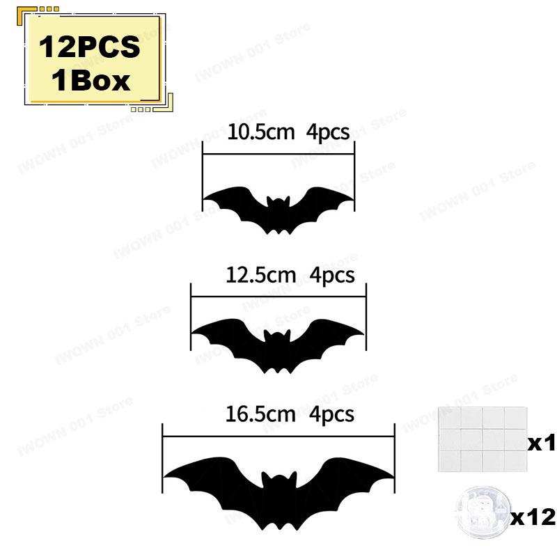 

LED 3D Bat Stickers Glowing Halloween Wall Decor Set for Indoor Outdoor Home Spooky Bedroom Decor for Party Atmosphere AS SHOWN