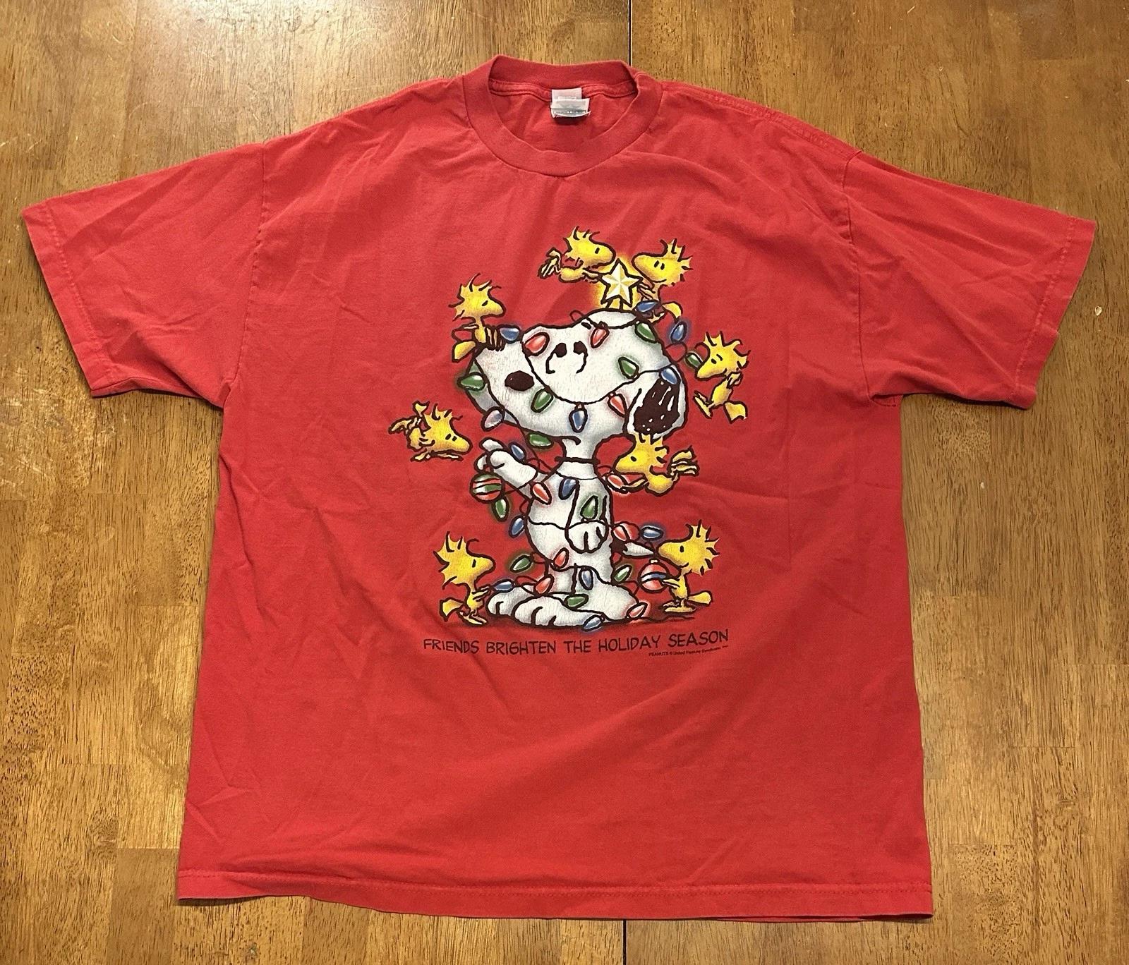 Y2K Peanuts Snoopy Christmas T Shirt XL Vintage 2XL