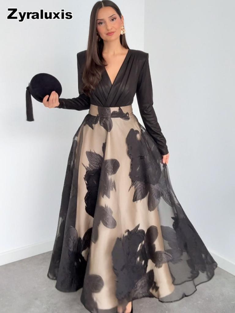 Autumn New Printed Fashion Waist Slimming Women's Long Sleeve Half Body Skirt Two Piece Set