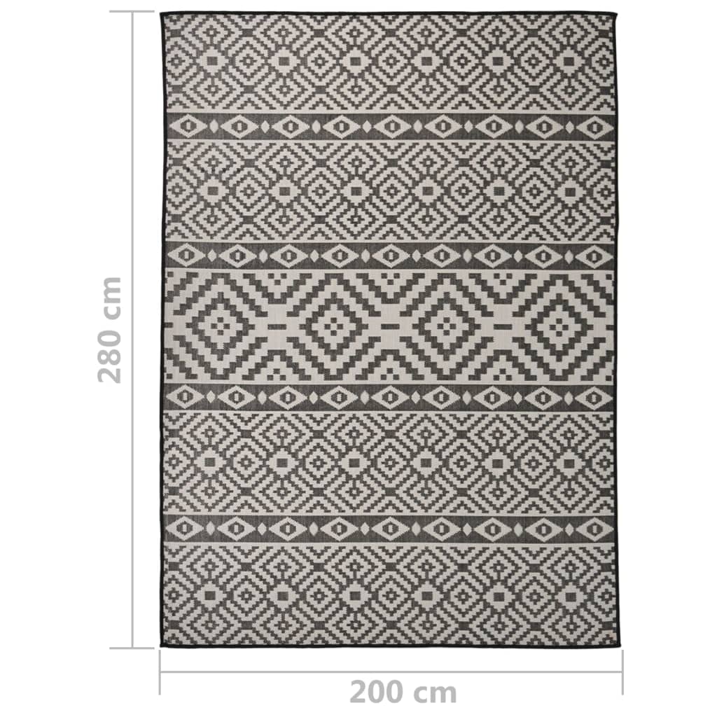 Vidaxl Dywan Zewnętrzny O Płaskim Splocie, 200X280 Cm, Czarne Pasy