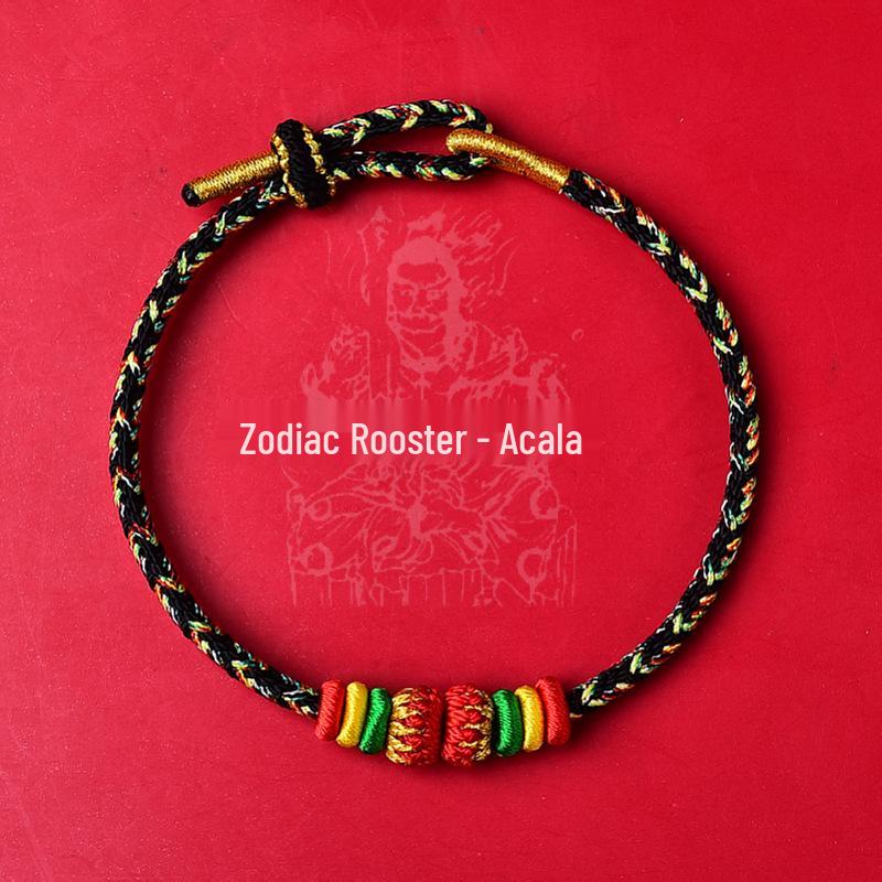 Women's Putuo Mountain Red String Bracelet - Gold Hand-Woven Good Luck Benming Year Buddha Hand Rope Gift