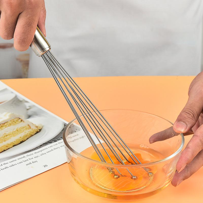 1Pcs Stainless Steel Ball Whisk Wire Egg Whisk Kitchen Whisks for Cooking Blending Whisking Beating Egg Mixer Baking Tool