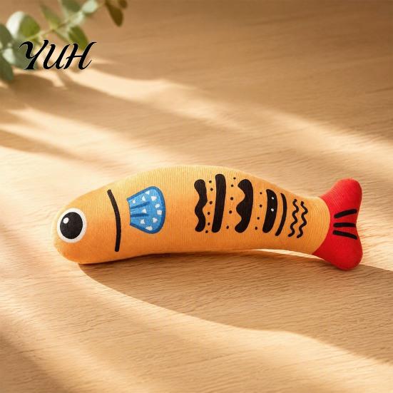 Bite Resistant Cat Fish Catnip Toy, Squeaky Linen Chew Safe Zipperless Kicker Kitten Toy for Indoor Cats Biting Kicking Boredom Relief Realistic Shape