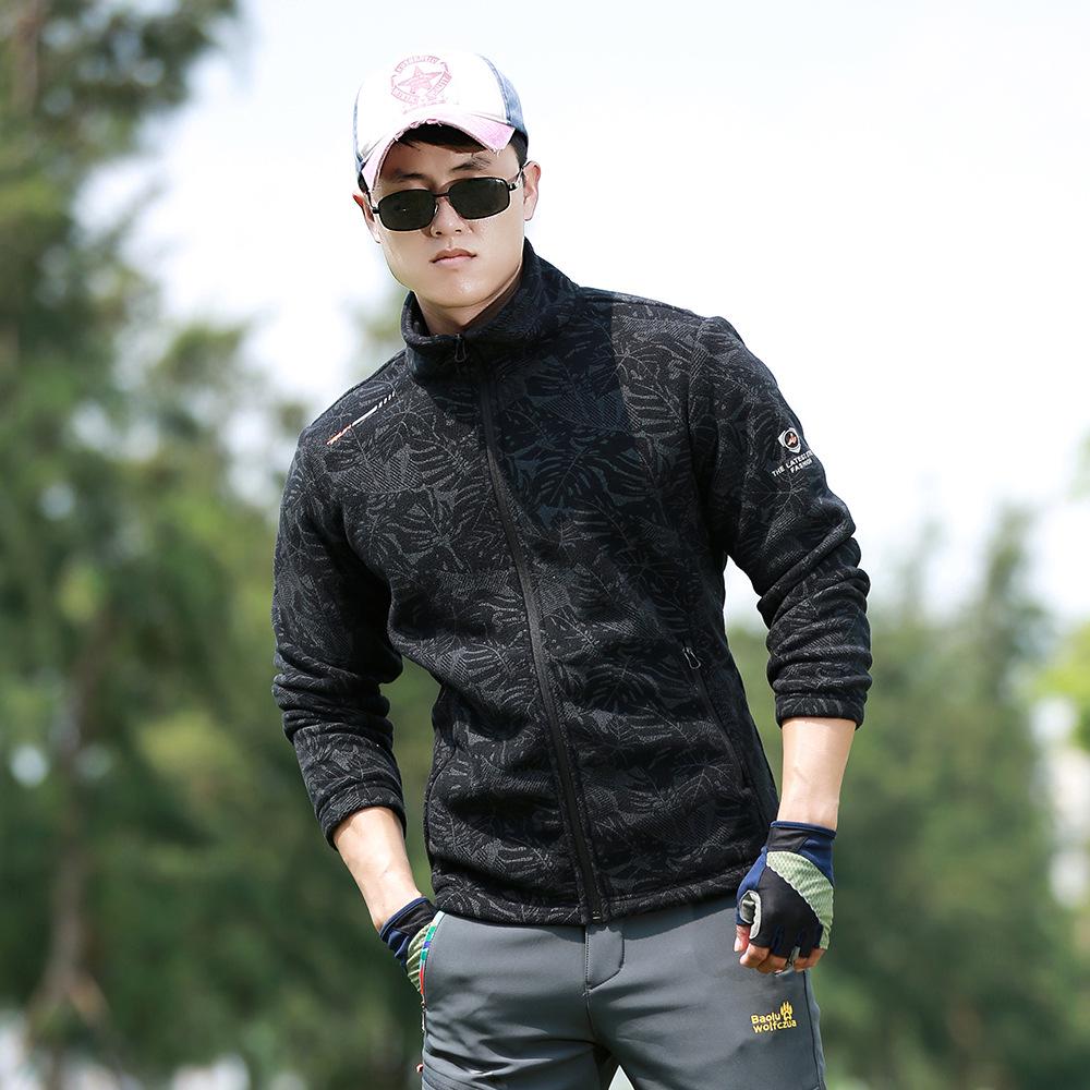 

Мужская супермягкая флисовая куртка для улицы - Толстое, теплое пальто для пеших прогулок на осень и зиму L чёрный/камуфляжный