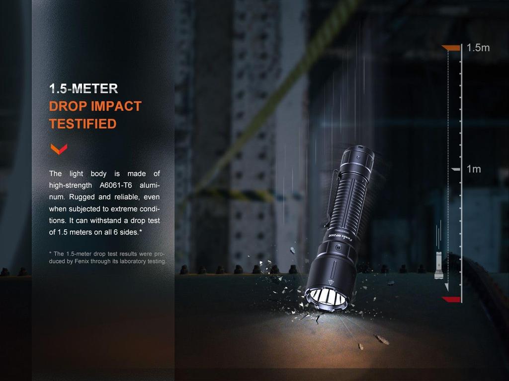 Fenix WF26R Rechargeable Work Torch with Charging Cradle Mount 3000 Lumens 450m Range Up To 44 Hours 21700 mAh Battery Magnetic Charging IP68 Black