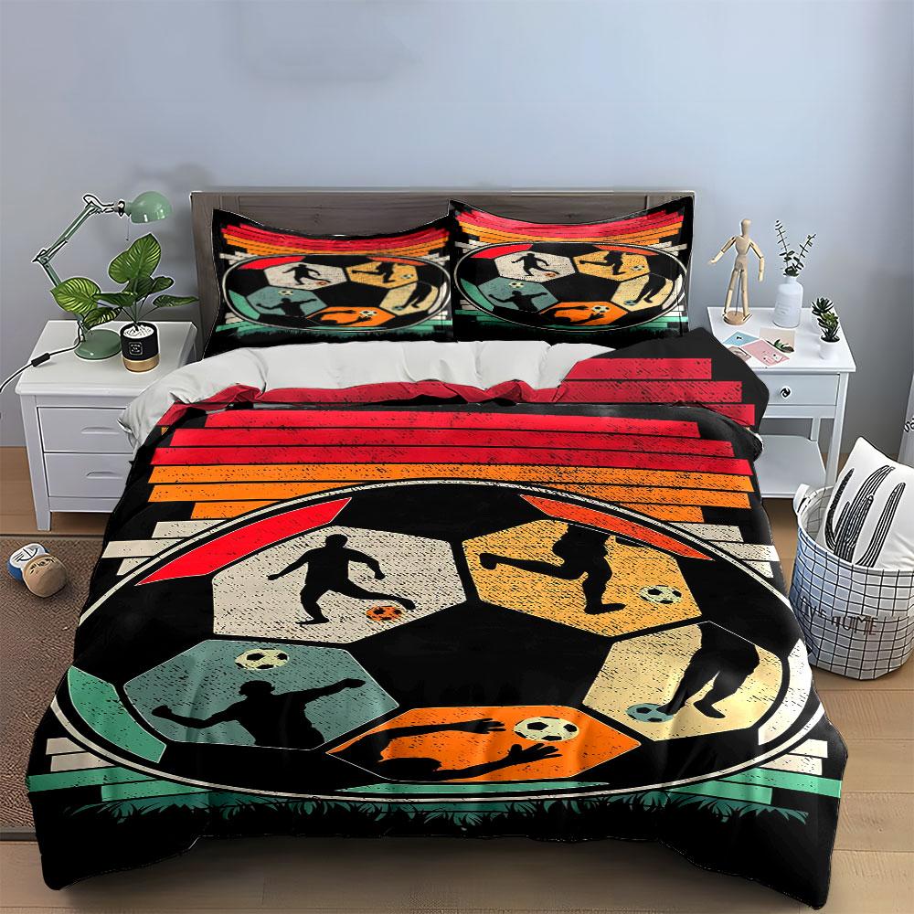 Soccer ball player silhouettes. Bedding sets Duvet cover sets Duvet covers Pillowcases(1 * Duvet Cover 2 * Pillowcases, without duvet insert)